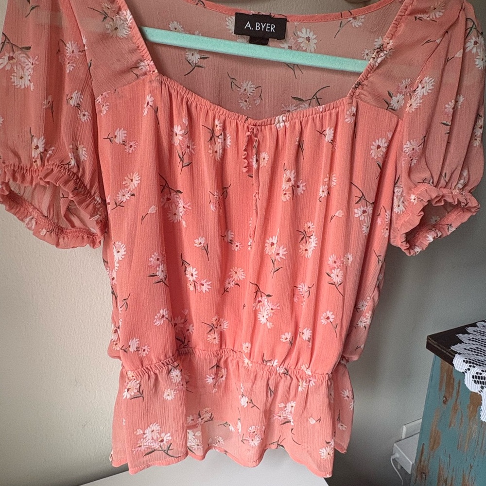 A. Byer Women's Pink Floral Top